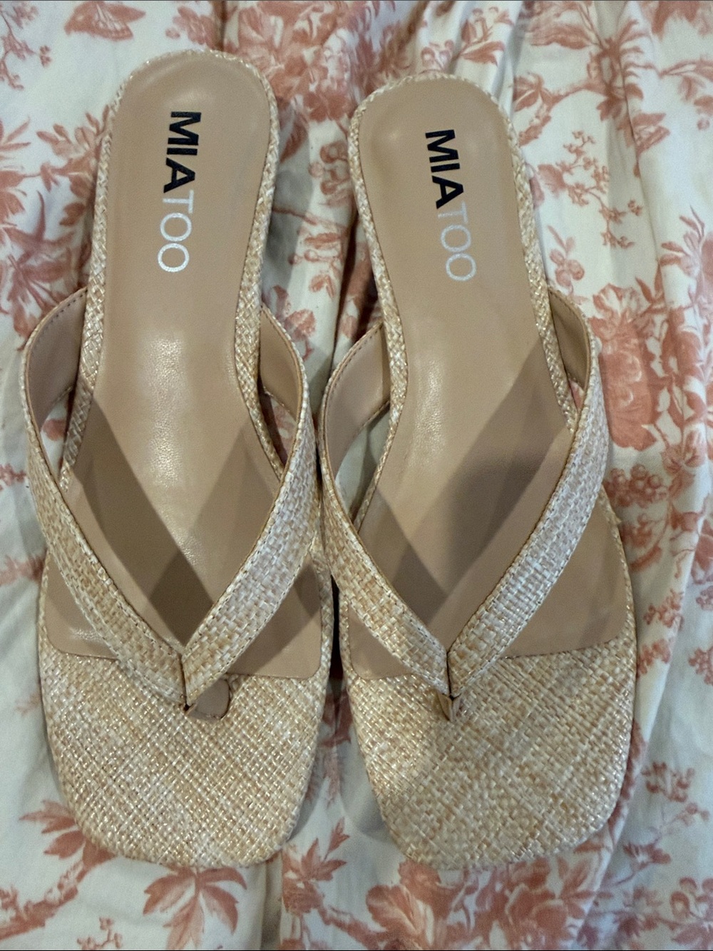 MIA Beige Woven Thong Sandals
